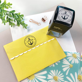 Name & Anchor Rubber Square Self-Inking Address Stamp