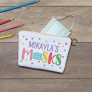 Colorful Hearts Mask Storage Personalized Zipper Pouch