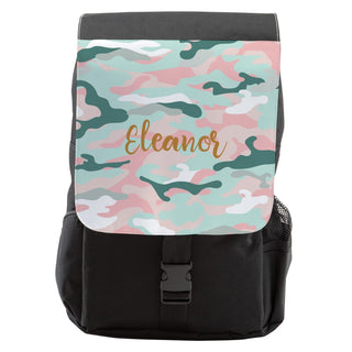 Pink and Teal Camo Personalized Flap Backpack