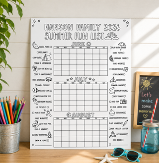 Summer Fun Calendar 18x24 Canvas Poster