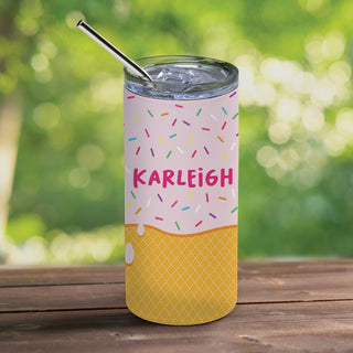 Ice Cream Cone Steel Tumbler with Straw & Lid