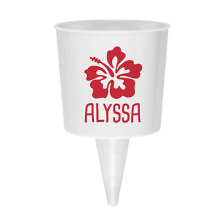 Red Hibiscus Flower on White Personalized Beach Drink Holder