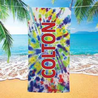 Red Name Tie Dye Beach Towel