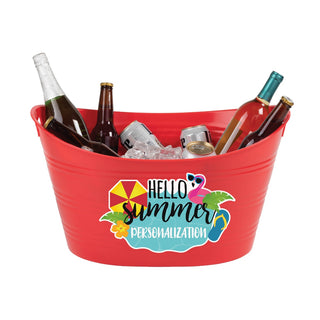 Hello Summer Personalized Red Beverage Tub