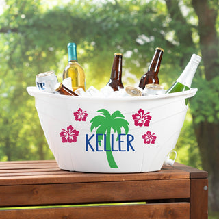 Tropical Personalized White Double Walled Beverage Tub