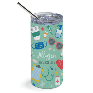 Nurse Life Stainless Steel Tumbler with Straw
