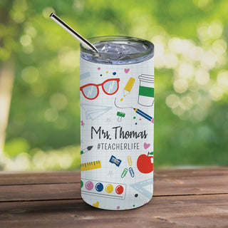 Teacher Life Stainless Steel Tumbler with Straw & Lid