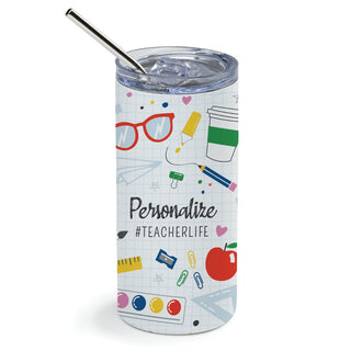 Teacher Life Stainless Steel Tumbler with Straw