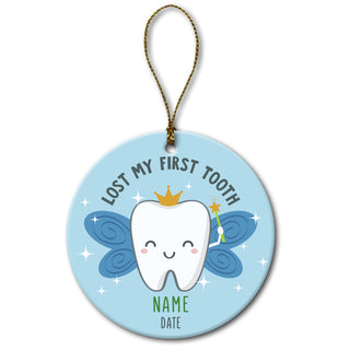Lost My First Tooth Blue Round Ceramic Ornament