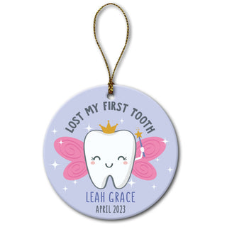 Lost My First Tooth Pink Round Ceramic Ornament