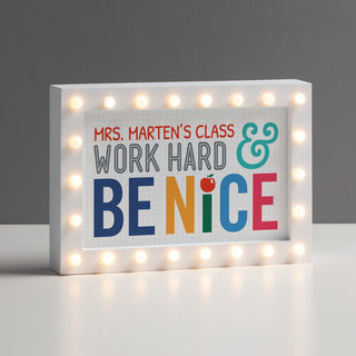 Work Hard & BE NICE Marquee Light Up Box