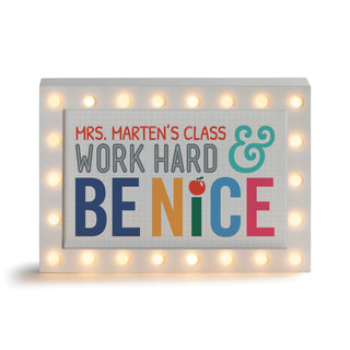 Work Hard & BE NICE Marquee Light Up Box