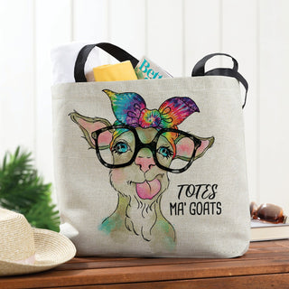 TOTES MA' GOATS Burlap Tote with Black Straps 