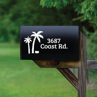 Palm Trees Personalized White Mailbox Decal