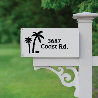 Palm Trees Personalized Black Mailbox Decal