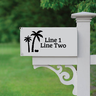Palm Trees Personalized Black Mailbox Decal