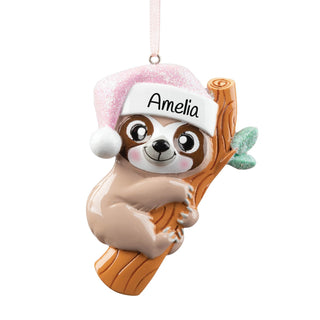 Baby Girl Sloth Personalized Ornament