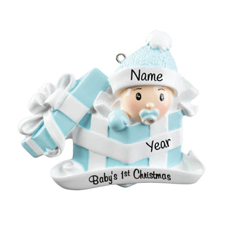 Baby Boy In Present Personalized Ornament