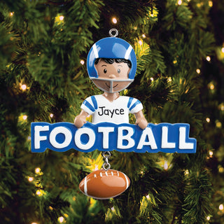 African American Male Football Player Personalized Ornament