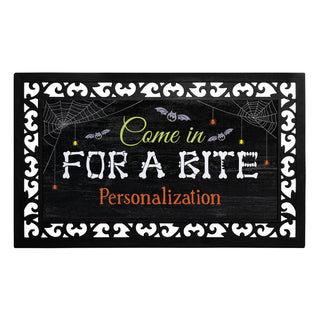 Come In For A Bite Personalized Insert and Ornate Rubber Doormat Frame