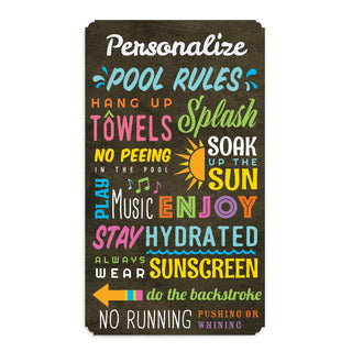 Family Pool Rules Personalized Metal Sign