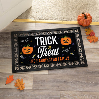 Trick or Treat Personalized Insert and Ornate Rubber Doormat Frame