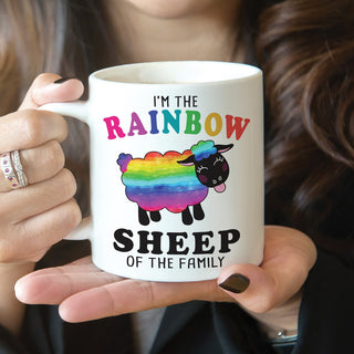 Rainbow Sheep Of The Family Personalized White Coffee Mug - 11 oz.