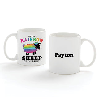 Rainbow Sheep Of The Family Personalized White Coffee Mug - 11 oz.