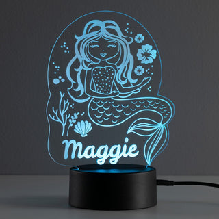 Happy Mermaid Personalized Acrylic LED Night Light