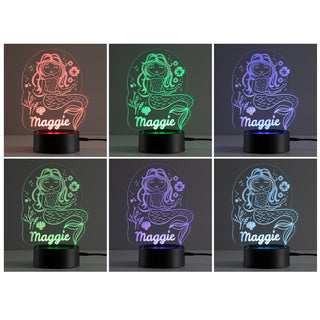 Happy Mermaid Personalized Acrylic LED Night Light