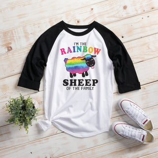 Rainbow Sheep Of The Family Black Sleeve Adult Sports Jersey