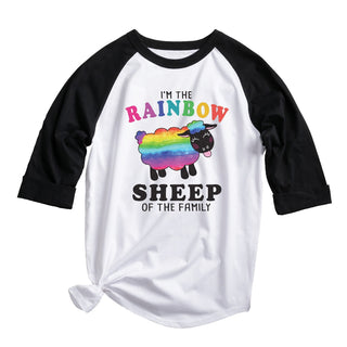 Rainbow Sheep Of The Family Black Sleeve Adult Sports Jersey