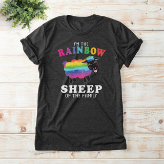 Rainbow Sheep Of The Family Adult Charcoal T-Shirt