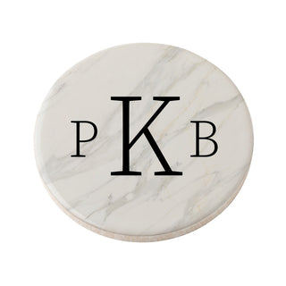 Marble Monogram Personalized Round Desk Coaster