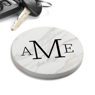 Marble Monogram Personalized Car Coaster Set