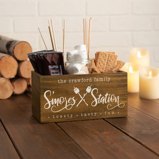 Family S'mores Station Natural Wood Storage Box