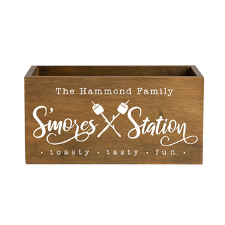 Family S'mores Station Natural Wood Storage Box
