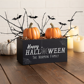 Happy Halloween Personalized Black Wood Storage Box