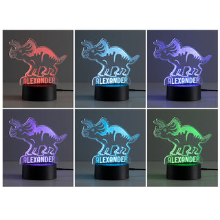 Triceratops Personalized Acrylic LED Night Light