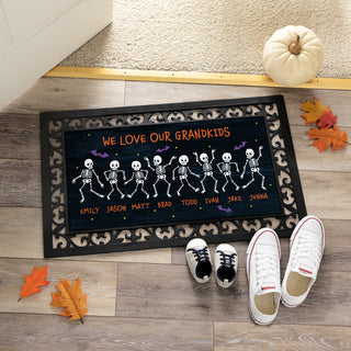 Dancing Skeletons Personalized Insert and Ornate Rubber Doormat Frame