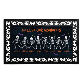 Dancing Skeletons Personalized Insert and Ornate Rubber Doormat Frame