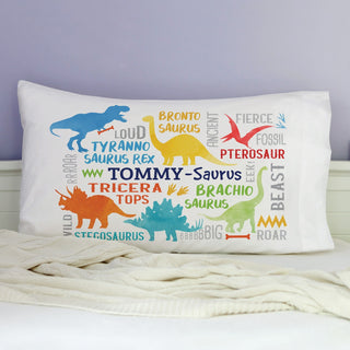 Colorful Dino-Name Personalized Pillowcase