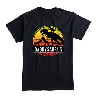 Daddysaurus Three Kids Adult Black T-Shirt