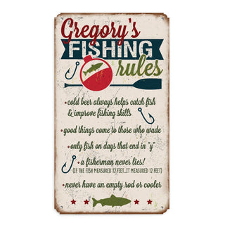 Fishing Rules Personalized Metal Sign
