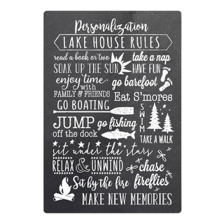 Lake House Rules Personalized Black Wood Art Plaque
