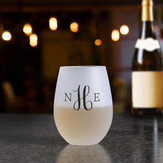 Monogramed Frosted Stemless Wine Glass