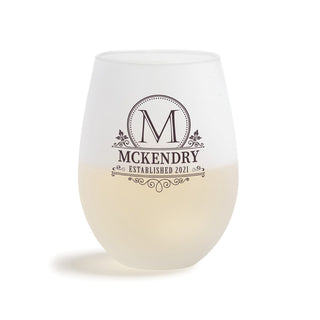 Grape Vine Frosted Stemless Wine Glass