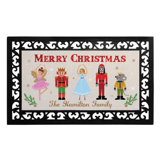 Nutcracker Merry Christmas Insert And Ornate Rubber Doormat Frame