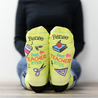 Best Teacher Ever Personalized Adult Crew Socks