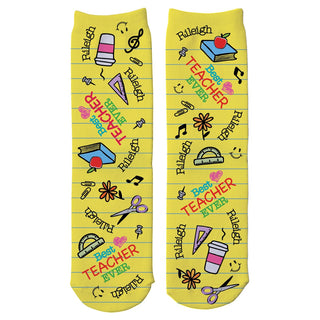 Best Teacher Ever Personalized Adult Crew Socks